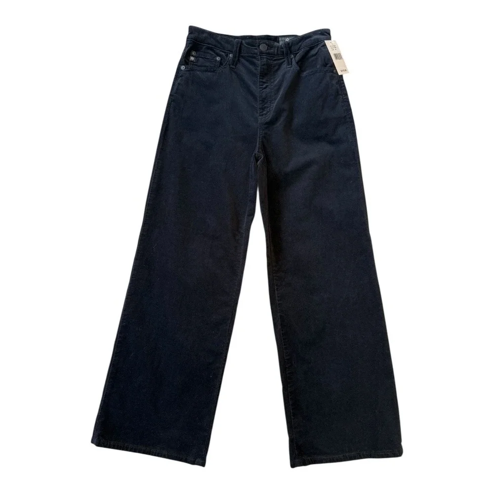 AG Adriano Goldschmied The Etta High Waist Wide Leg Crop Pants Black Size 4 (26)